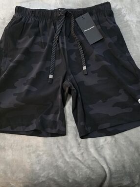 Fabletics Black Tactical Camo Shorts W/ 7" Inseam